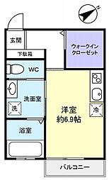 サラブレッドＳＯＵＬ 2階ワンルームの間取り