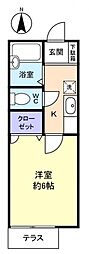 エースメゾン3 1階1Kの間取り