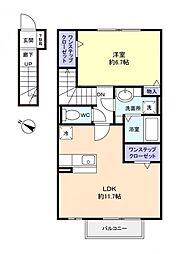 カサグランデＫ 2階1LDKの間取り