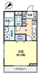 jyuto勝田台 1Kの間取図画像