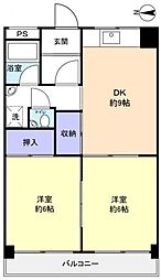 東八コーポ 2DKの間取図画像