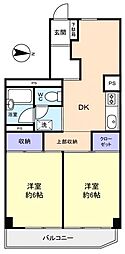 京成サンコーポ勝田台C棟 2DKの間取図画像
