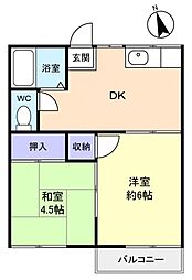 エステーハイツ 2DKの間取図画像