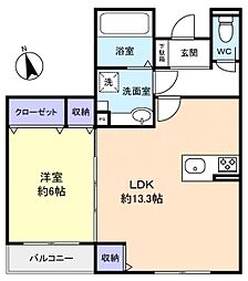 メゾンドール 1LDKの間取図画像