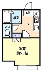 ｂ’ＣＡＳＡ津田沼IIIｒｅ−ｂｏｒｎ 3階1Kの間取り