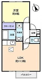 ユウ・カサグランデ 1階1LDKの間取り