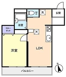 アイ・ビレッジ津田沼 2階1LDKの間取り