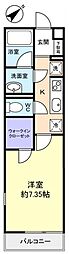 リブリ・津田沼III 1階1Kの間取り
