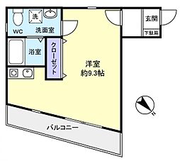 ビラビスタ津田沼 3階ワンルームの間取り