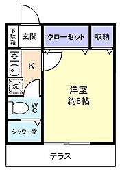 セントヒルズ津田沼2 1Kの間取図画像
