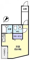 アースプレイス前原 3階ワンルームの間取り