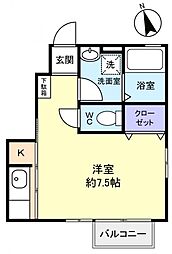 クロシェット津田沼 1階1Kの間取り