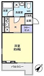 アバンティ津田沼 3階1Kの間取り