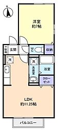 リヴェール津田沼 1階1LDKの間取り