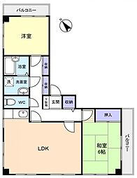 山崎ビル 2階2LDKの間取り