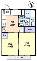 ローズハイツ 2DKの間取図画像