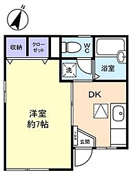 フェリースＫ 1階1DKの間取り