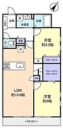 ルージェ前原2 2LDKの間取図画像