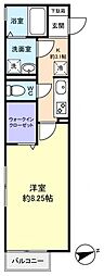 K'sシャンブル7 1Kの間取図画像
