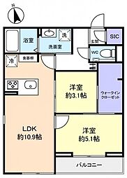 D-SOLACE津田沼 II 2LDKの間取図画像