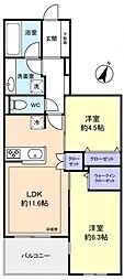 GREEN CREST 2LDKの間取図画像
