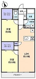 ルージェ前原2 2LDKの間取図画像
