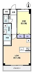 ラ・ベルヴィ 1LDKの間取図画像