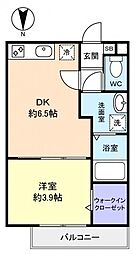 GRACE緑が丘 1DKの間取図画像