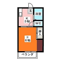 ハイツピーコック 1Kの間取図画像
