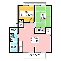 ハイツホワイトピジョン 2LDKの間取図画像