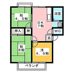 耕田ハイツB 3DKの間取図画像