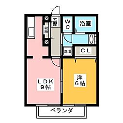 JAガーデンハウス清和D 1LDKの間取図画像