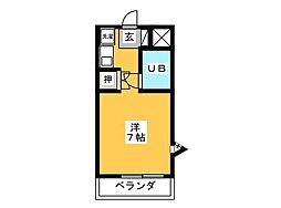マルベリーハイアット3 ワンルームの間取図画像