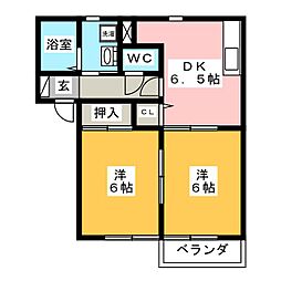 JAルミエルB 2DKの間取図画像
