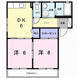 ドミール伊賀A 2Kの間取図画像