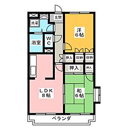 ユーミー城北 2LDKの間取図画像