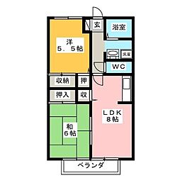 タウンハイツ紙風船 2LDKの間取図画像