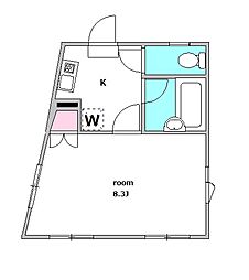スクエアビル 3階1Kの間取り