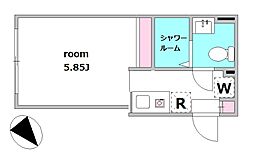 サンモリッツ 5階1Kの間取り
