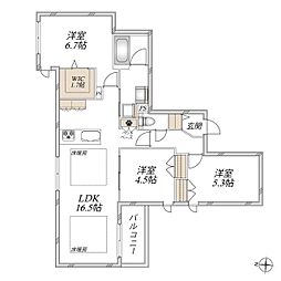 グランメール安東 3LDKの間取図画像