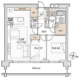 グランドヒルズ三軒茶屋ヒルトップガーデン 2LDKの間取図画像