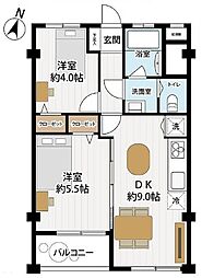 上馬第二コーポラス 2DKの間取図画像