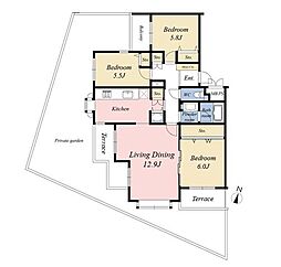 藤和千歳船橋ホームズ 3LDKの間取図画像