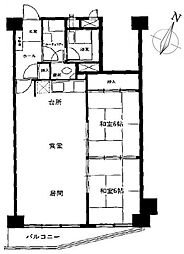ライオンズマンション上野毛A棟 2LDKの間取図画像