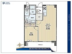 京成サンコーポ浅草 1LDKの間取図画像