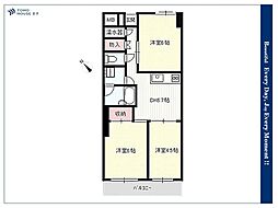 南常盤台サンライズ 3DKの間取図画像