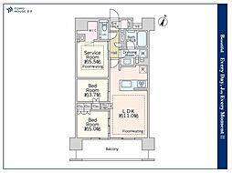 クレヴィア新宿若松町 2SLDKの間取図画像