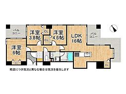 ワコーレアーバンフラッツ三宮東 3LDKの間取図画像