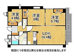 エスペランス上野 3LDKの間取図画像