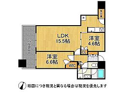 御影タワーレジデンス 2LDKの間取図画像